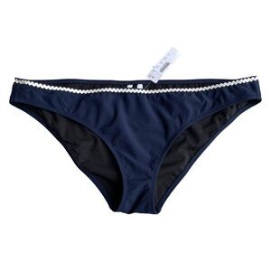 J Crew Swim Bikini Bottoms Navy with rickrack XL J1812